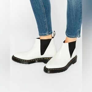 Dr Martens White Leather Bianca Chelsea Boots Size 7